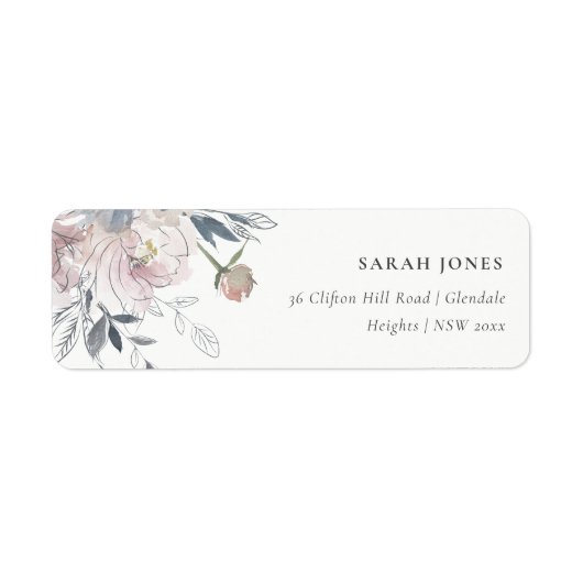 Elegante Chic Blush Wasserfarbenadresse (Vorne)