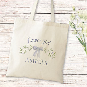 Elegante Chic Bow Personalisiert Blütenblume Girl Tragetasche