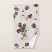 Elegante Chic Brown Beige Rose Blumenmuseum Badhandtuch Set (Handtuch)