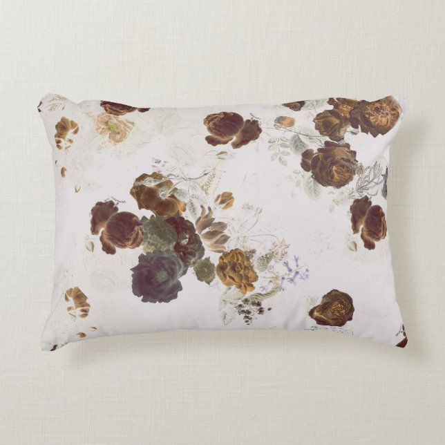 Elegante Chic Brown Beige Rose Blumenmuseum Dekokissen (Vorderseite)