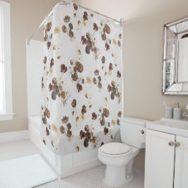Elegante Chic Brown Beige Rose Blumenmuseum Duschvorhang
