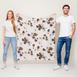 Elegante Chic Brown Beige Rose Blumenmuseum Fleecedecke