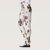 Elegante Chic Brown Beige Rose Blumenmuseum Leggings (Links)