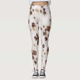 Elegante Chic Brown Beige Rose Blumenmuseum Leggings