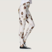 Elegante Chic Brown Beige Rose Blumenmuseum Leggings (Rechts)