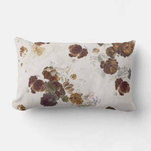 Elegante Chic Brown Beige Rose Blumenmuseum Lendenkissen