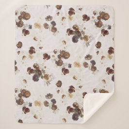 Elegante Chic Brown Beige Rose Blumenmuseum Sherpadecke