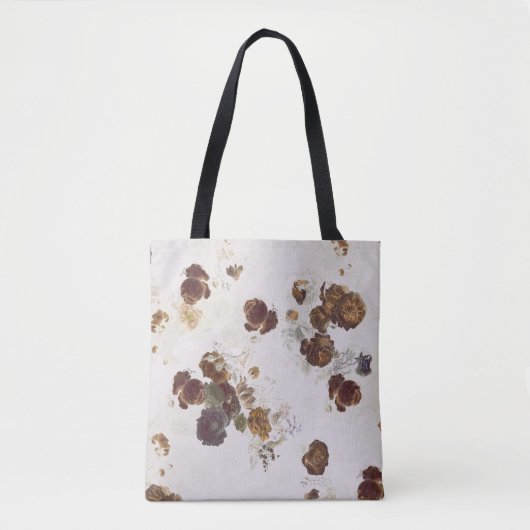 Elegante Chic Brown Beige Rose Blumenmuseum Tasche (Vorderseite)