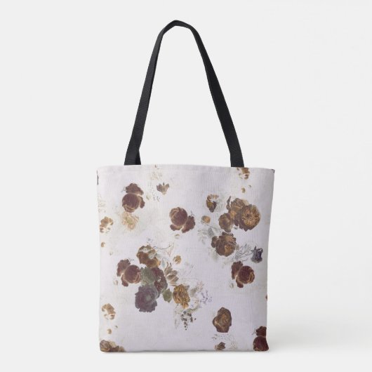 Elegante Chic Brown Beige Rose Blumenmuseum Tasche (Rückseite)