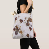 Elegante Chic Brown Beige Rose Blumenmuseum Tasche (Von Nahem)