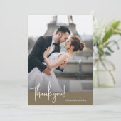 Elegante Chic Brown Wedding Dankeskarte (Stehend Vorderseite)