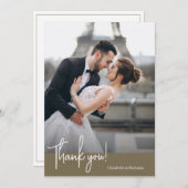 Elegante Chic Brown Wedding Dankeskarte (Vorne/Hinten)