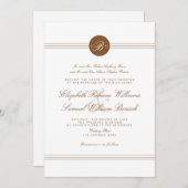 Elegante Chic Brown White Monogram Wedding Einladu Einladung (Vorne/Hinten)