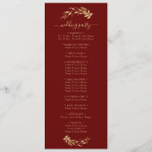 Elegante Chic Burgundy Gold Foliage Wedding Programm (Rückseite)