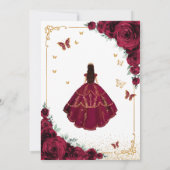 Elegante Chic Burgundy Rose Gold Quinceanera Einladung (Rückseite)