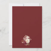 Elegante Chic Burgundy White Blume Hochzeit Einladung (Rückseite)