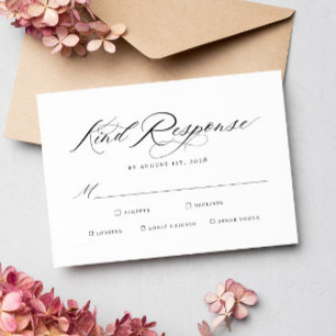 Elegante Chic Calligraphy Wedding Meal Choices RSVP Karte