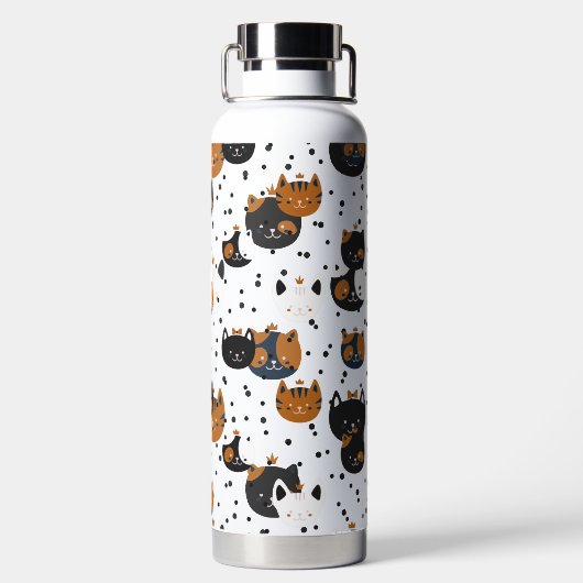 Elegante Chic Cat Patterns Wasserflasche Trinkflasche (Rückseite)