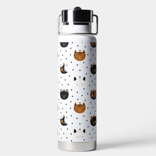 Elegante Chic Cat Patterns Wasserflasche Trinkflasche (Hinten)