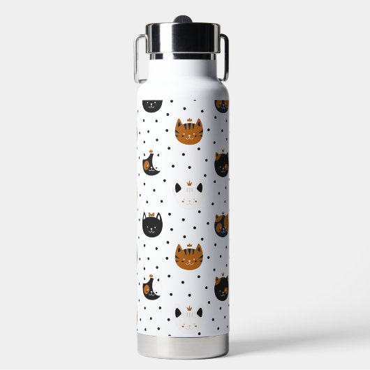 Elegante Chic Cat Patterns Wasserflasche Trinkflasche (Vorderseite)