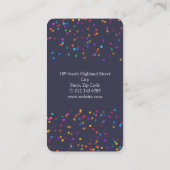 Elegante Chic Colorful Confetti Visitenkarte (Rückseite)