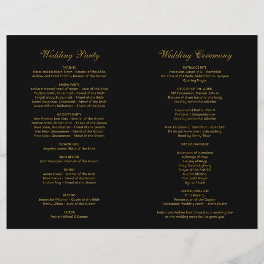 Elegante Chic Corner Elfenbeinküste Hochzeitsprogr (Rückseite)