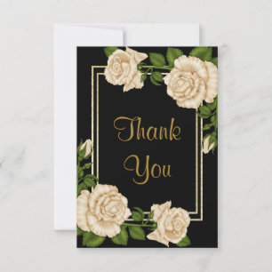 Elegante Chic Corner Elfenbeinküste Rose Hochzeit Dankeskarte