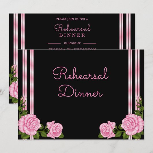 Elegante Chic Corner Rose Bouquet Probe Einladung (Vorne/Hinten)