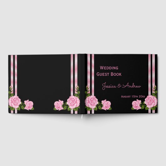 Elegante Chic Corner Rose Bouquet Wedding Gästebuch (Voll)