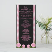 Elegante Chic Corner Rose Bouquet Wedding Programm (Stehend Vorderseite)