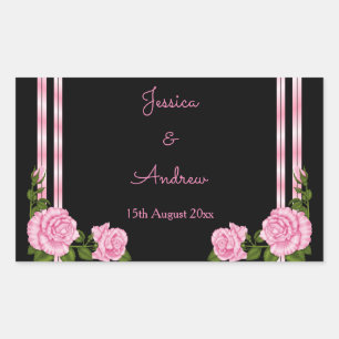 Elegante Chic Corner Rose Bouquet Wedding Rechteckiger Aufkleber