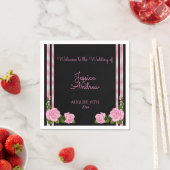 Elegante Chic Corner Rose Bouquet Wedding Serviette (Beispiel)