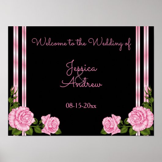 Elegante Chic Corner Rose Bouquet Willkommen Poster (Vorne)