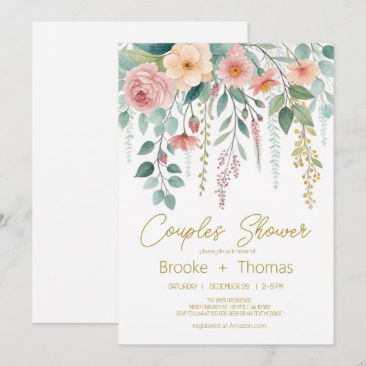 Elegante Chic Couples Dusche Einladung (Vorne/Hinten)