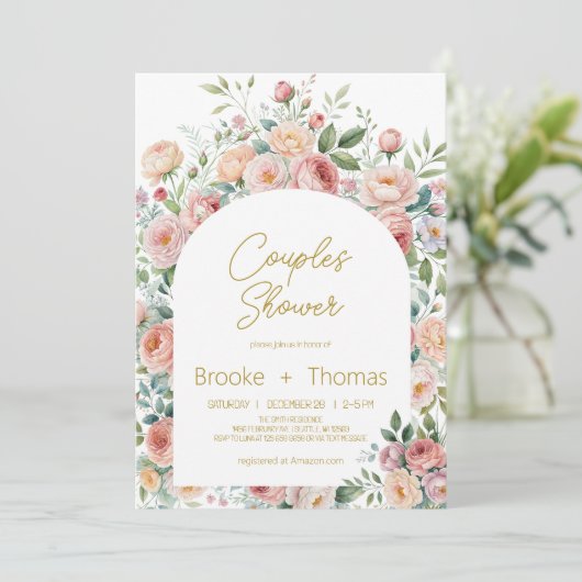 Elegante Chic Couples Dusche Einladung (Stehend Vorderseite)