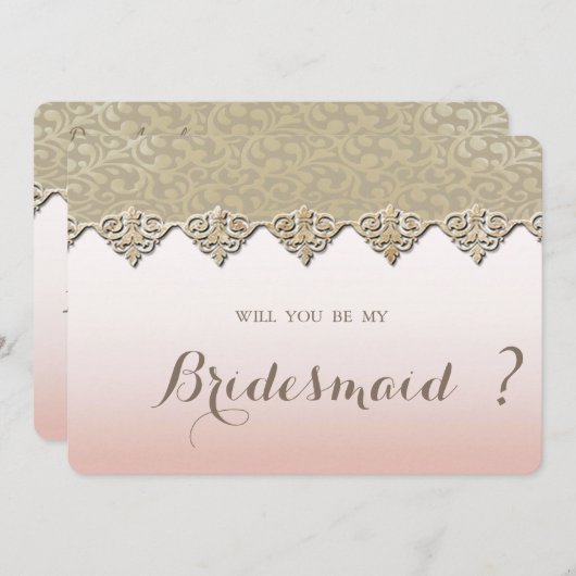 Elegante Chic Damask Bridesmaid Card Einladung (Vorne/Hinten)