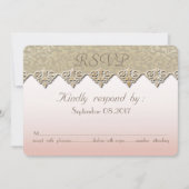 Elegante Chic Damask Wedding RSVP Card Einladung (Vorderseite)