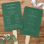 Elegante Chic Dark Green Wedding Zeremony Program Fächer