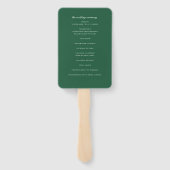 Elegante Chic Dark Green Wedding Zeremony Program Fächer (Rückseite)