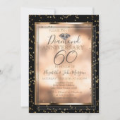 Elegante Chic Diamonds, Frame Wedding Anniversary Einladung (Vorderseite)