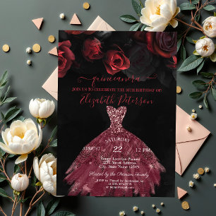 Elegante Chic Dress Rote Rosen Quinceañera Einladung