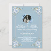 Elegante Chic Dusty Blue Gold Custom Wedding Einladung (Vorderseite)