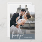 Elegante Chic Dusty Blue Wedding Dankeskarte (Vorne/Hinten)