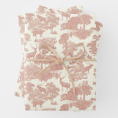 Elegante Chic Dusty Rose Toile Deer Woodland Geschenkpapier Set (Beispiel)