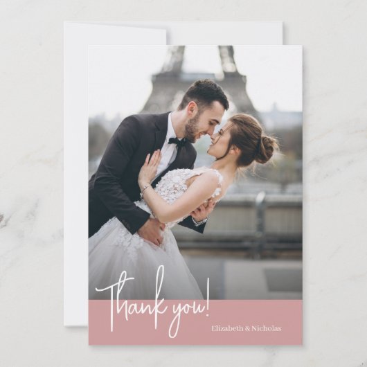 Elegante Chic Dusty Rose Wedding Dankeskarte (Vorderseite)