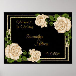 Elegante Chic Ecke Elfenbeinrosen Brautsträuße Hoc Poster