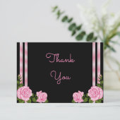 Elegante Chic-Ecken-Rosen-Blumenstrauß-Hochzeit Dankeskarte (Stehend Vorderseite)