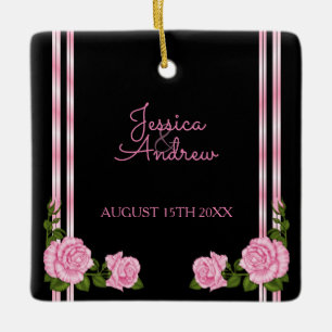 Elegante Chic-Ecken-Rosen-Blumenstrauß-Hochzeit Keramikornament