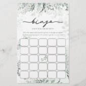 Elegante Chic Eukalyptus Botanische Bingo Game Car (Vorderseite)