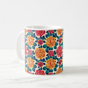 Elegante Chic Farbige Stilvolle Moderne Blumen Kaffeetasse